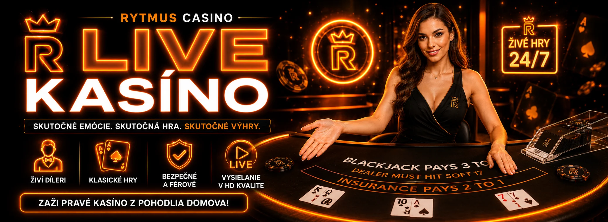 Rytmus Casino live kasino 24/7 — Evolution Gaming ruleta, blackjack, baccarat a game shows